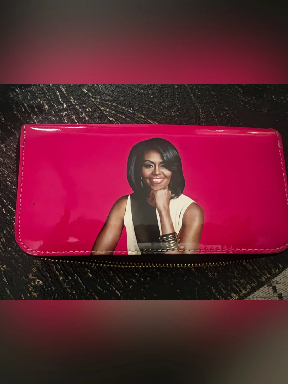 Women’s Patent Pink Zip Wallet